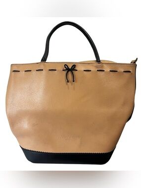 Tiffany & Fred Paris Tan & Black medium Tote Bag Made in France